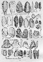 Верхнепалеолитические орудия со стоянки у Бешенской крепости,  нажмите чтобы увеличить.